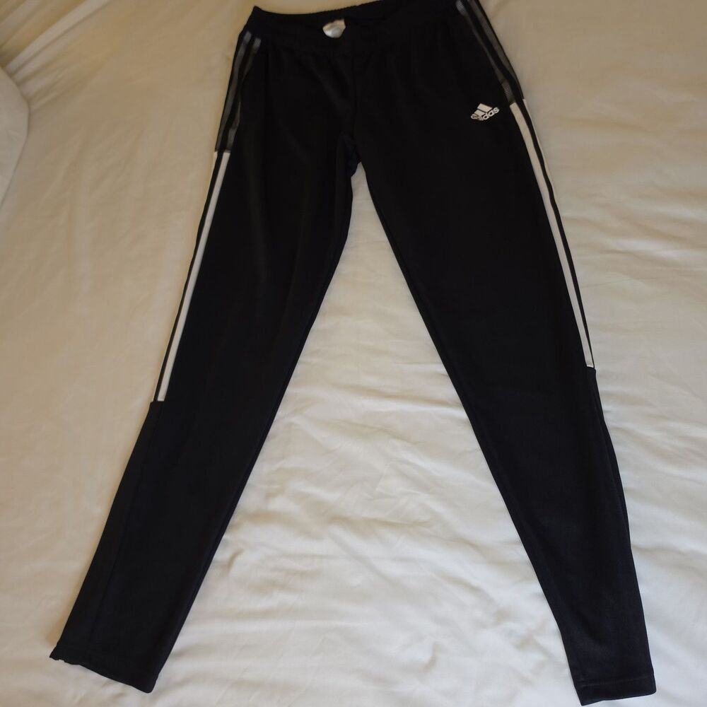 adidas Men’s Tiro 21 Track Pants Black / White 3-Stripes Medium Primegreen